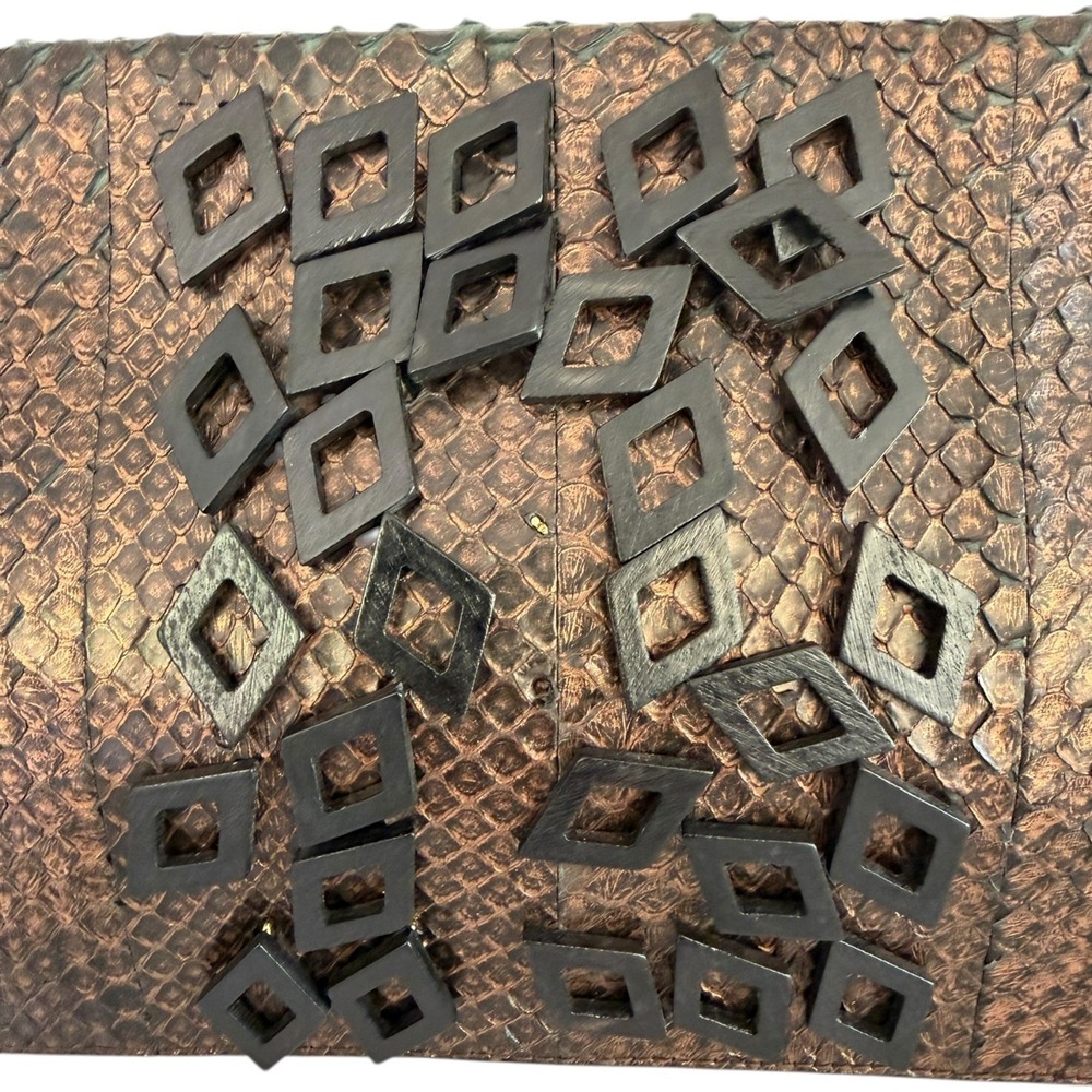 Vintage Bottega Veneta Python Shoulder Bag Metallic Bronze Exotic Leather Italy - Picture 8 of 15